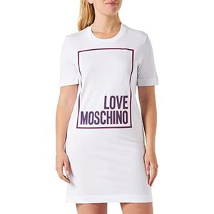 Love Moschino Dames Short-Sleeved ape Regular Fit Dres Dress, Optical White, 42, wit (optical white), 42