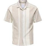 ONLY & SONS Onscaiden Ss Stripe Linen Resort Noos T-shirt voor heren, khaki (vintage khaki), XL