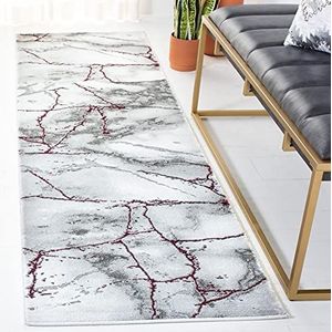 Safavieh Hedendaags tapijt voor woonkamer, eetkamer, slaapkamer - Craft Collection, korte pool, zilver en ivoor, 69 x 244 cm