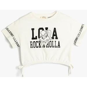 Koton Meisjes Crop Oversized Lola Bunny Licenced Elastische Tailleband Katoenen T-shirt, ecru (010), 6-7 Jaar