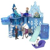 Mattel Disney Frozen Speelgoed, Stapelbaar kasteel van Elsa, poppenhuisspeelset met kleine pop en 8 onderdelen, geïnspireerd op de Disney Frozen films, reisspeelgoed en cadeaus voor kinderen, HLX01