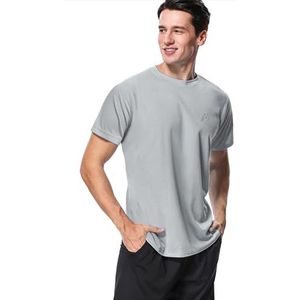 MeetHoo Rash Vest voor heren, Rash Guard UV T-shirt UPF 50+ Top bescherming tegen de zon met korte mouwen voor surfen hardlopen zwemmen, Grijs, M