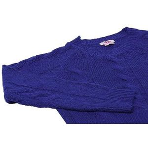 myMo Casual gebreide trui voor dames, kort gesneden met vlechtpatroon, gerecycled polyester, blauw, maat XS/S, blauw, XS