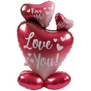 Folat 63793 romantische decoratie, staande folieballon ombre Love-3 hartjes, 77 cm voor bruiloft, Valentijnsdag of Moederdag, meerkleurig