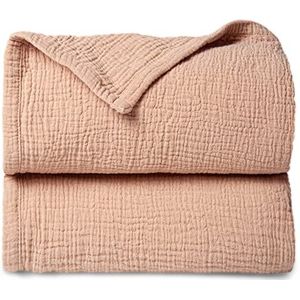 Lulu Moon Mousseline Deken voor ademende baby's, pasgeborenen, zachte kruipdeken voor kinderen, peuters, meisjes en jongens, 120 x 120 cm (roze)