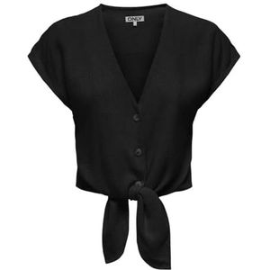 ONLSIESTA S/S Knoop Linen BL Shirt PNT, zwart, XS