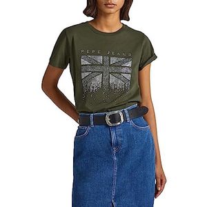 Pepe Jeans Allie T-shirt voor dames, Groen (Olijf), L