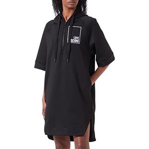Love Moschino Dames Relaxed fit Hooded Short-Sleeved Dres Jurk, Zwart, M, zwart, M