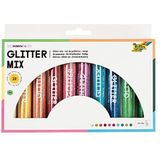 folia 57807 - Glitter-Mix Rainbow ""L"" met 10 buisjes van 14 gram glitterpoeder, ideaal voor het versieren en bewerken van je knutselwerk