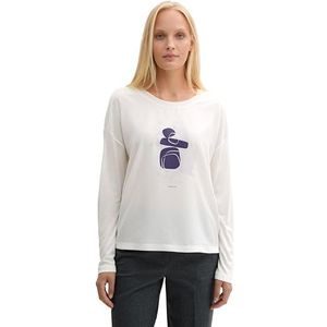 TOM TAILOR T-shirt met lange mouwen voor dames, 10315 - Whisper White, XXL