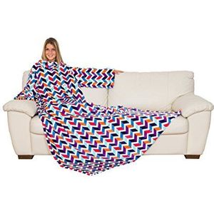 KANGURU© Deluxe Trendy - Plaid met mouwen - TV deken - kleurrijk met patroon - 140 x 210 cm