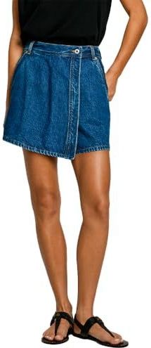 Pepe Jeans - Regular Hoge Taille Denim Shorts - Blauw