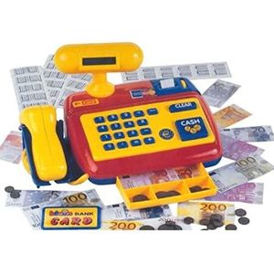 Theo Klein 9330 elektronische kassa I Kassa met scanner, rekenmachine, geluid I Incl. speelgeld I Speelgoed voor kinderen vanaf 3 jaar
