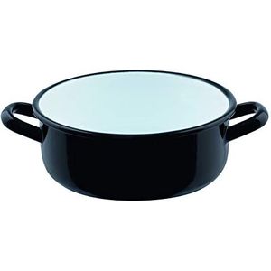 Riess, 0238-017, Zwerge Braadpan met flens 16, zonder deksel, Classic - Reuzen en zerge, diameter 16 cm, hoogte 6,6 cm, inhoud 1 liter email, zwart, inductie