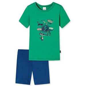 Schiesser Korte pyjama voor kinderen, organisch katoen, Groen bedrukt, 104 cm