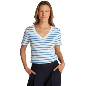 Tommy Hilfiger - Slim Cody V-NK SS - Dames T-shirt - Wit - Duurzaam Geproduceerd