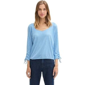 TOM TAILOR Denim T-shirt voor dames, 37046 - Small Bright Blue White Stripe, XXL