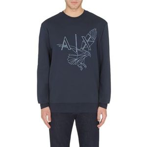 Armani Exchange Heren duurzame stof, ronde hals, urban print, Eagle Logo Sweatshirt, Navy, S, navy, S