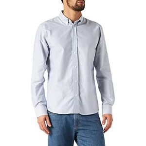 By Garment Makers Unisex Tom Oxford Gestreept Button Down Shirt, Chambray Blue, XS