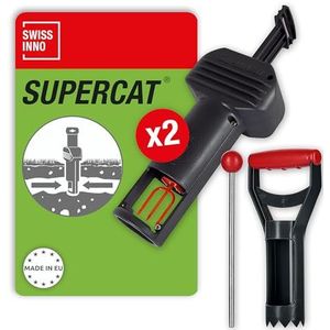 SWISSINNO woelmuisval PRO SuperCat incl. accessoireset: Efficiënte slagval tegen veldmuizen + woelmuis, gepatenteerd trekkermechanisme, veilig + herbruikbaar. Made in EU: 2x vallen + 1x accessoireset