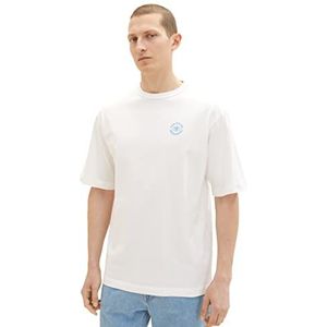 TOM TAILOR Basic T-shirt met print voor heren, 10332 - Off White, XXL