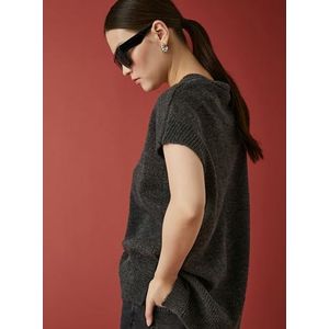 Koton Oversize sweater V-hals korte mouwen jas, antraciet (927), M dames, antraciet (927), M