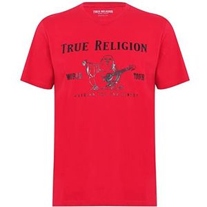 True Religion Men's Short Sleeve Metallic Buddha Tee, True RED, M