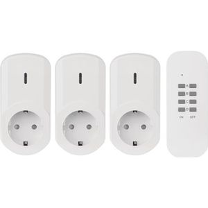 Draadloze set met contactdozen EMOS, 3 contactdozen met veiligheidscontact en afstandsbediening, 3 stuks, 230 V, 1000 W, kinderbeveiliging