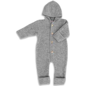 Engel Rompertje met capuchon; van zachte wol (fleece), lichtgrijs, gemêleerd, 74/80 cm