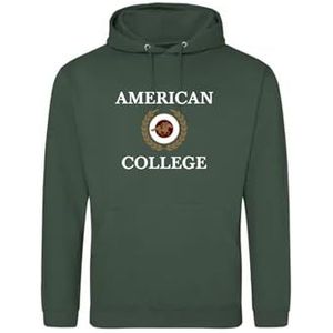 AMERICAN COLLEGE USA Sweatshirt Sweatshirt Print Warme Kleding Uniseks Mannen en Vrouwen Casual Model ACSCW7 Donkergroen S, Groen, S