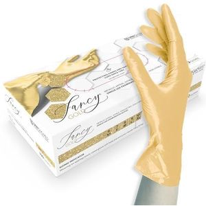 ASKON Unigloves Unigloves FANCY Gold Nitrilhandschoenen, glanzend goud, wegwerphandschoenen, niet-steriel, latexvrij, poedervrij, geschikt voor levensmiddelen, bescherming tegen virussen, schimmels en