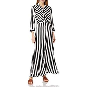 YAS Yassavanna lange shirtjurk S. Noos jurk voor dames, zwart/strepen: witte strepen, XL