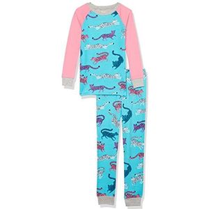 Hatley Organic Cotton Raglan Sleeve bedrukte pyjama-set, pyjama voor meisjes en meisjes, fab cheetahs, 7 Jaar