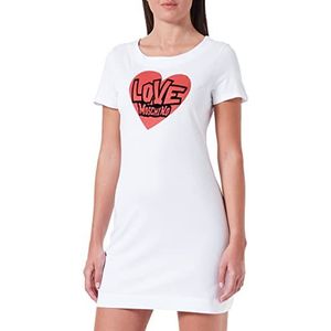 Love Moschino - Witte Heartprint Mini Jurk - Dames - Katoen
