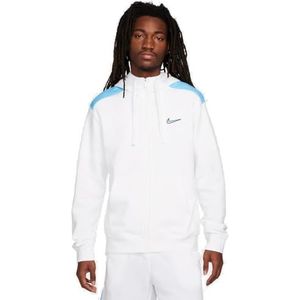Nike Heren Top M NSW Sp FLC Fz Hoodie Bb, White/Aquarius Blue, FQ8819-100, XL