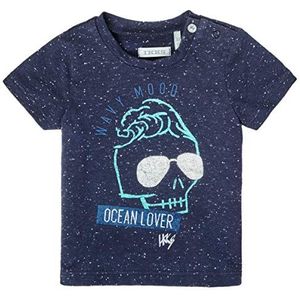 IKKS Navy T-shirt doodshoofd met zonnebril voor babyjongens, Blauw, 6 Maanden