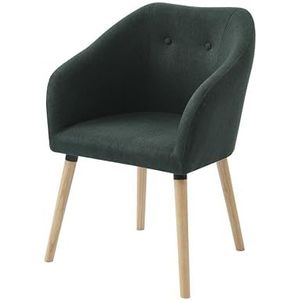 BAÏTA Viggo stoel van groene stof met houten onderstel