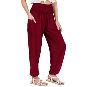 LOFBAZ - Harembroek - Bourgondië - Dames - Effen - Yoga Boho Hippie Kleding