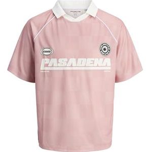 Jack & Jones Jcoretreat AOP Mesh Open Collar Po Pls, Pink Icing, 6XL