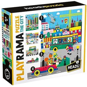 Headu Playrama Puzzel The City overlap de puzzels en krijg een magisch effect, Mu55331 educatieve puzzel voor kinderen vanaf 3 jaar, gemaakt in Italië