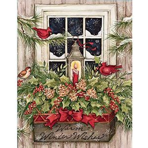 LANG 1004688 kerstkaarten, motief ""Window Box Snow"", 18 kaarten, 19 enveloppen, 13 x 17 cm