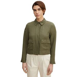 TOM TAILOR Dames Linnen blazer jack 1031245, 11848 - Jungle Soil Green, 40