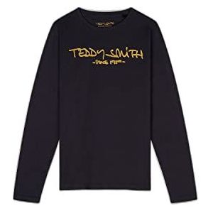 Teddy Smith Ticlass3 T-shirt voor jongens met ronde hals en lange mouwen, Houtskool, 6 Jaren