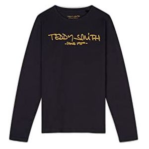 Teddy Smith Ticlass3 T-shirt voor jongens met ronde hals en lange mouwen, Houtskool, 8 Jaren