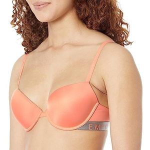 Emporio Armani Underwear Iconic microvezel push-up beha voor dames, papaya, 34D, oranje (papaya), D