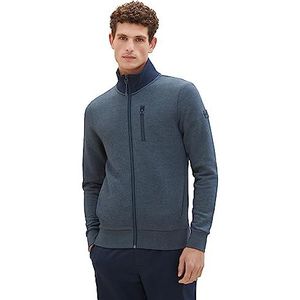 TOM TAILOR Heren sweatjack met opstaande kraag, 19024-sky Captain Blue White Melange, XXXL, 19024-Sky Captain Blue White Melange, 3XL