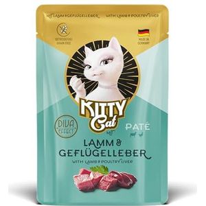 KITTY Cat Paté lam & gevogeltelever, 6 x 85 g, natvoer voor katten, graanvrij kattenvoer met taurine, zalmolie en groenlipmossel, compleet voer met een hoog vleesgehalte, Made in Germany