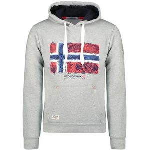 Geographical Norway Gpalm Heren hoodie kangoeroezak - sweatshirt logo pullover capuchon warme lange mouwen - heren lente zomer herfst winter (lichtgrijs S), Lichtgrijs, S