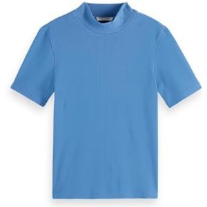 Scotch & Soda Mock Neck Rib T-Shirt, meerblauw 413, L