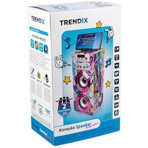 WORLD BRANDS Karaoke met 2 microfoons, uitgerust met een handvat, een houder voor mobiele telefoon, USB-sticks en micro-SD, FM-radio en Bluetooth, meerkleurig (1)